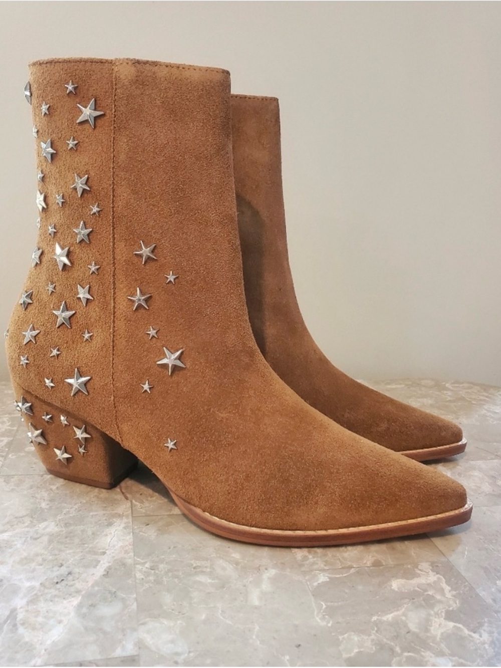Matisse Limited Edition Suede Star-Stud Ankle Boots in Tan